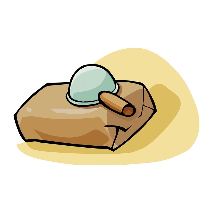Vector vector illustration of a construction concrete block in cartoon style