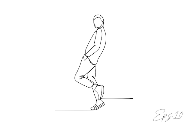 Vector illustration continuous line of men posing