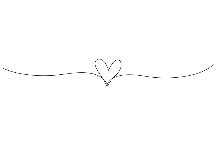Vector illustration continuous one line art drawing of outline heart design