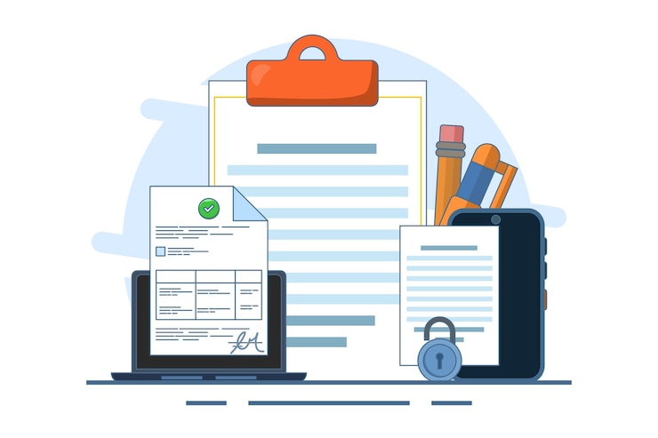 Vector vector illustration contract signing concept or signing legal document or electronic contract