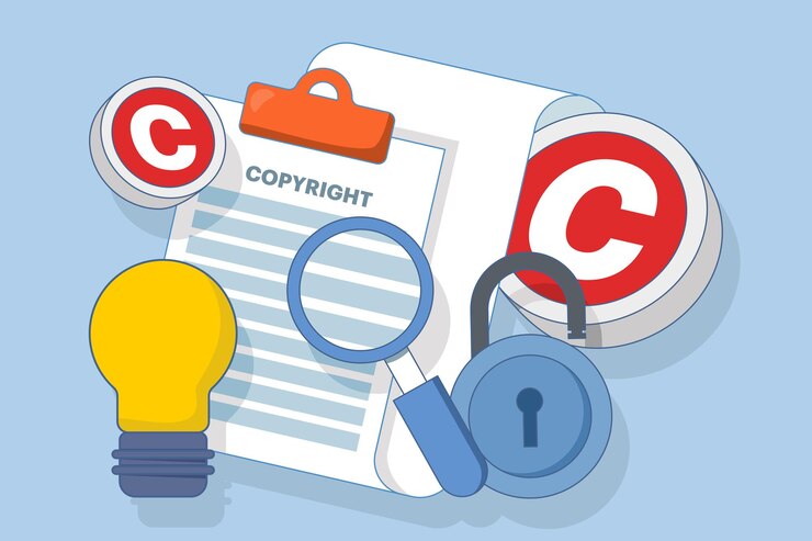 Vector vector illustration copyright patent law concept or copyright protected by law or patent protection