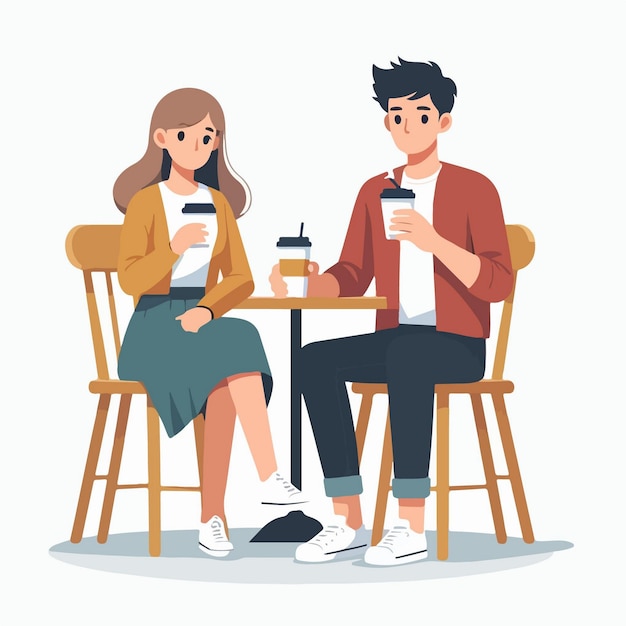 vector illustration of couple in cafe