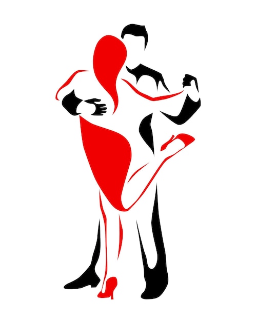 Vector vector illustration of couple dancing tango  poster or logo
