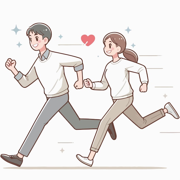 vector illustration of a couple running full of love