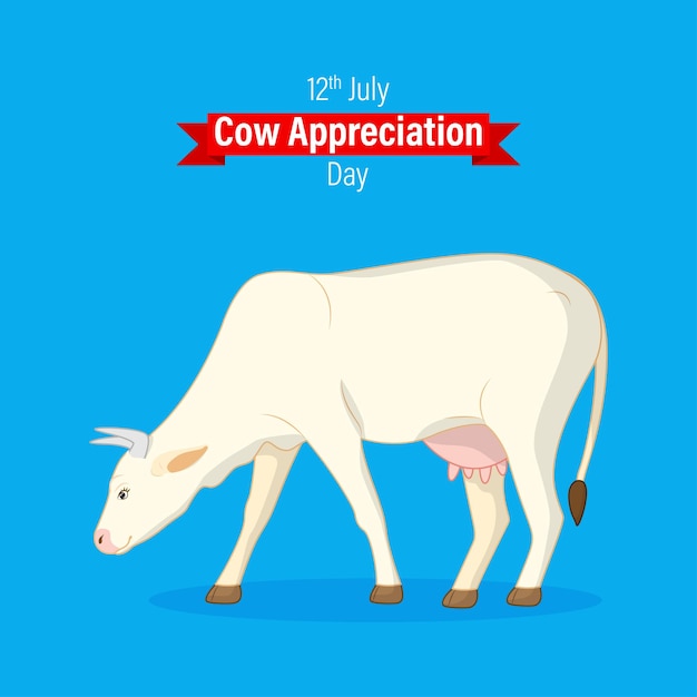 Vector illustration of cow appreciation day social media story feed mockup template