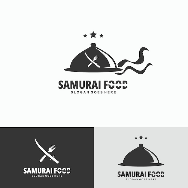 Vettore illustrazione vettoriale del concetto di design samurai cibo creativo