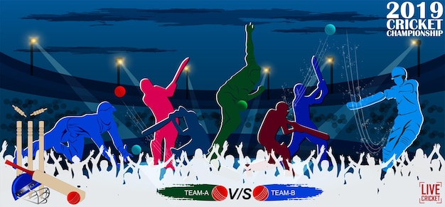 vector illustration of Cricket match.