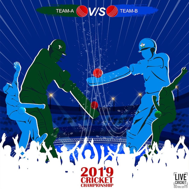 Vector vector illustration of cricket match.