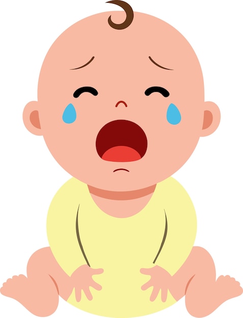 Vector illustration of crying baby boy