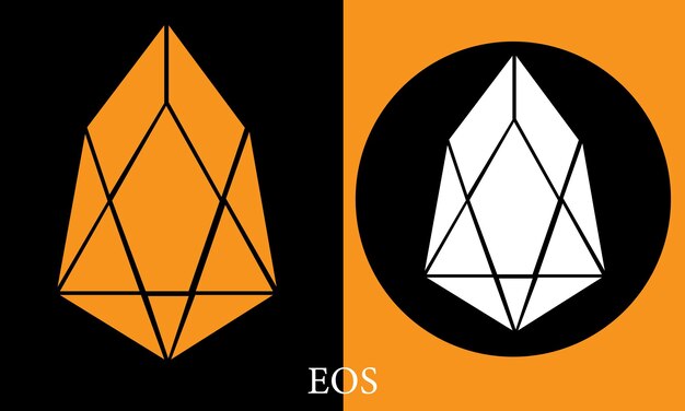 Векторная иллюстрация криптовалюты. Иконка в двух цветах EOS (ЭОС).