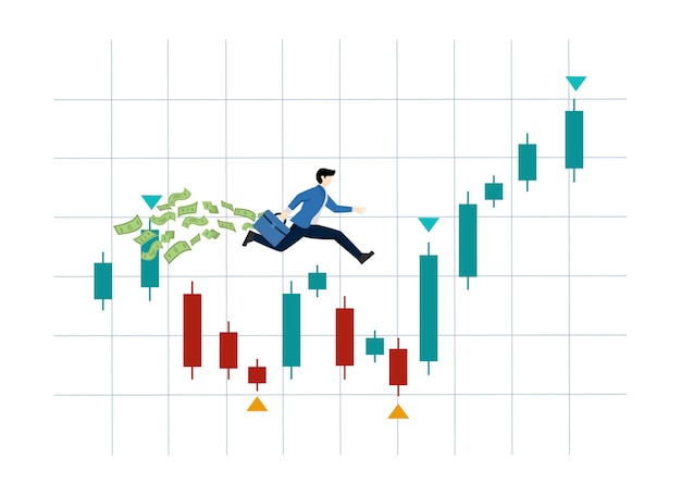 Illustrazione vettoriale del concetto di trading di criptovalute per conoscere i ricchi con gli investitori che portano i soldi del bagaglio