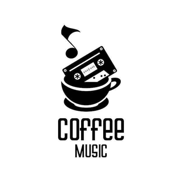 vector illustration of a cup of coffee and a cassette tape