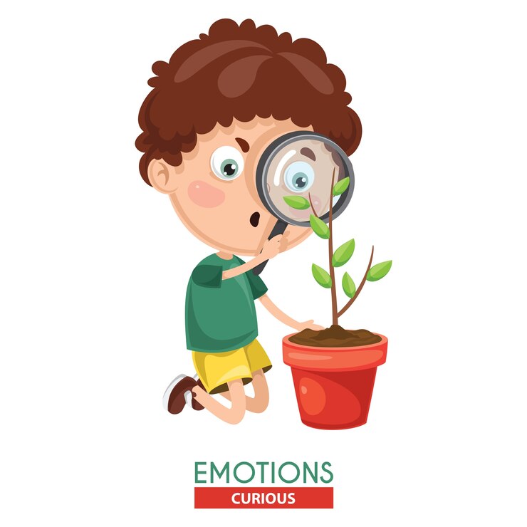 Vector vector illustration of curious kid emotion