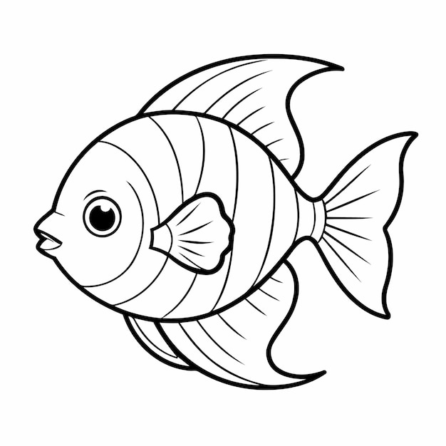 Vector illustration of a cute Angelfish doodle for kids coloring worksheet