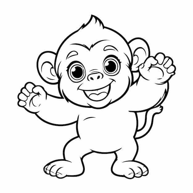 Vector illustration of a cute Ape drawing colouring activity