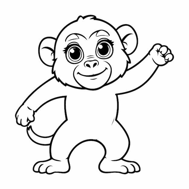 Vector illustration of a cute Baboon hand drawn for kids coloring page