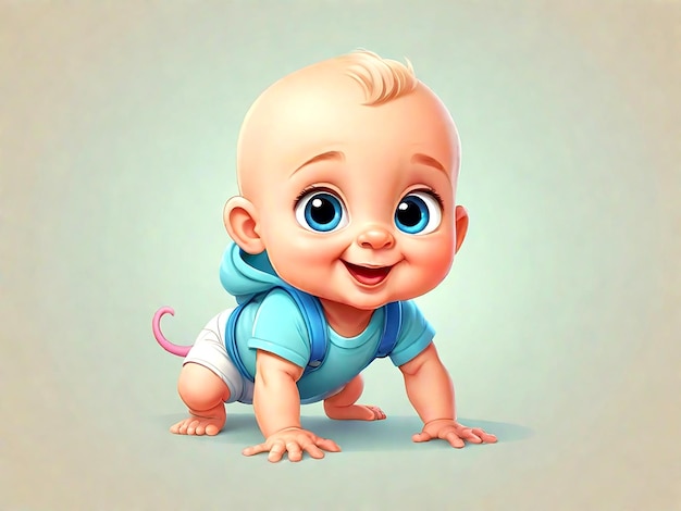 Vector illustration of cute baby crawling AI_Generated