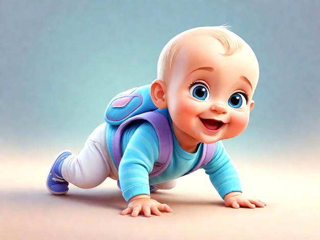 Vector illustration of cute baby crawling ai_generated