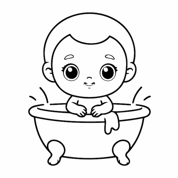 Vector vector illustration of a cute baby doodle for toddlers worksheet