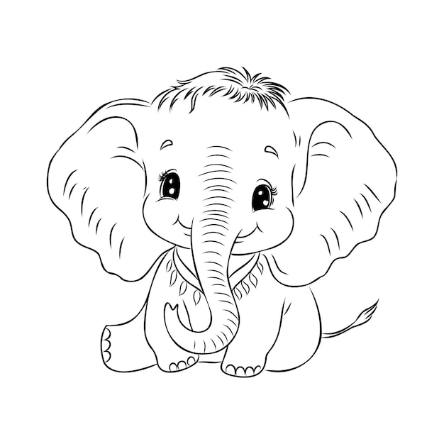 Vector illustration of a cute baby elephant