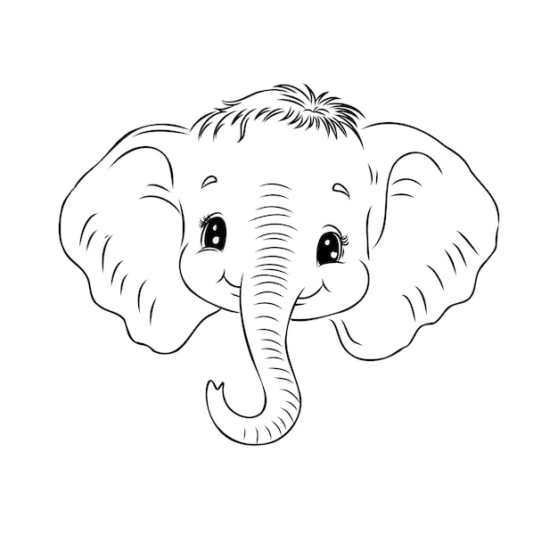 Vector illustration of a cute baby elephant