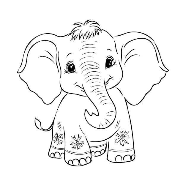 Vector illustration of a cute baby elephant