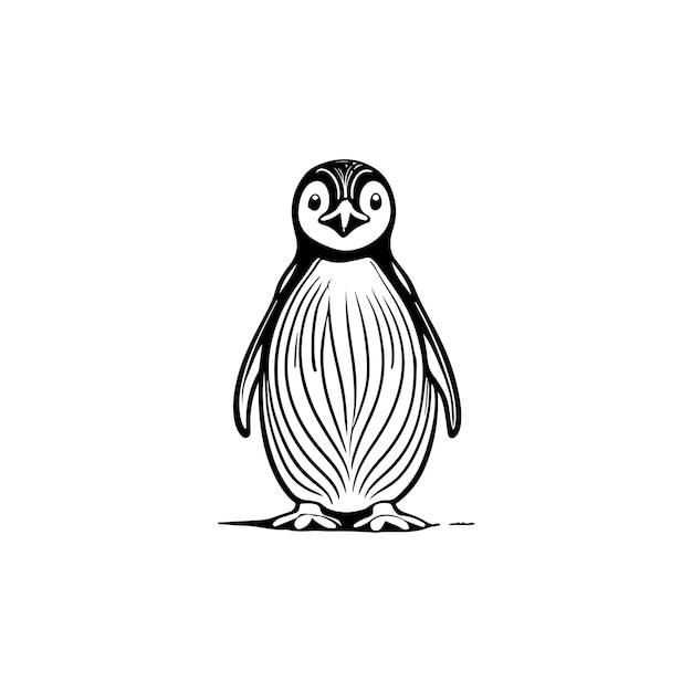 Vector illustration of cute baby penguin cartoon waving isolated on white background