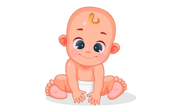 Vector illustration of cute baby with different expressions