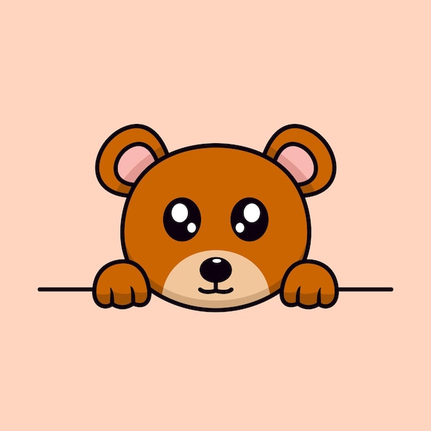 Vector illustration of cute bear and chibi animal