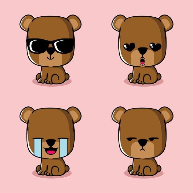 vector illustration of cute bear emoji