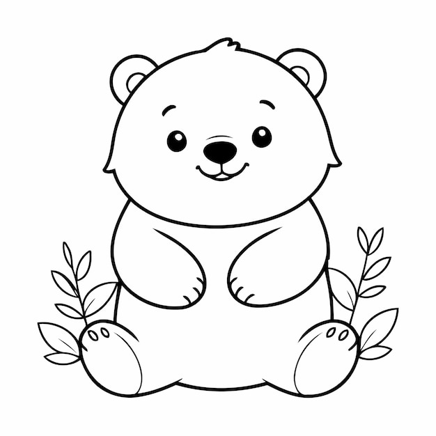 Vector vector illustration of a cute bear for kids colouring worksheet