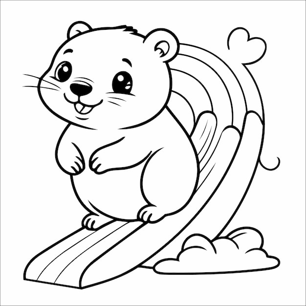 Vector illustration of cute Beaver coloring page for kids