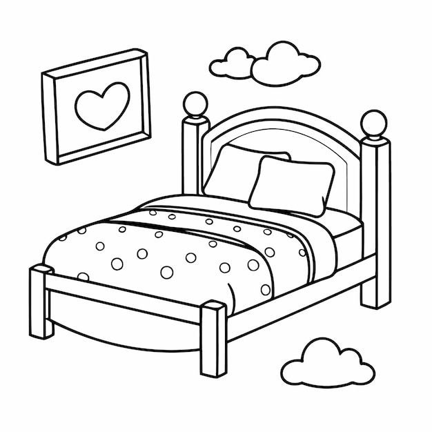 Vector illustration of a cute Bed hand drawn for toddlers