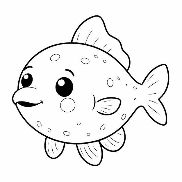 Vector vector illustration of a cute blobfish drawing for kids colouring page