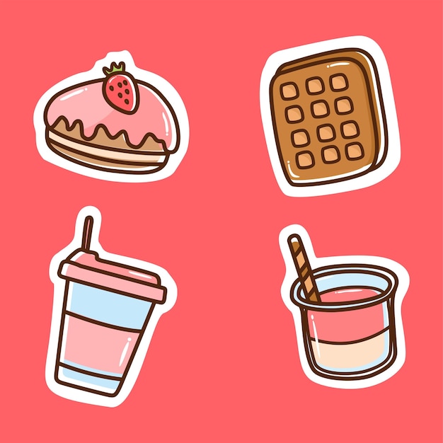 Vector a vector illustration of cute bread dessert icons