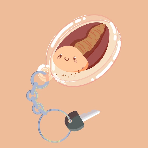 vector illustration of a cute breadshaped keychain