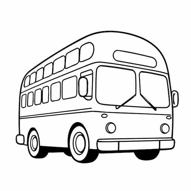 Vector illustration of a cute bus drawing for colouring page