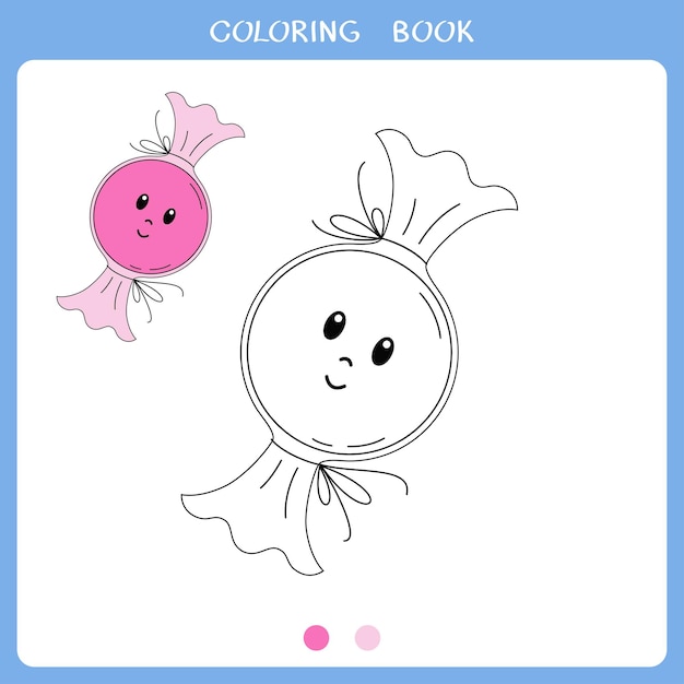 Vector illustration of cute candy for coloring book