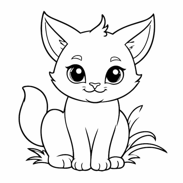 Vector vector illustration of a cute caracal hand drawn for kids coloring activity