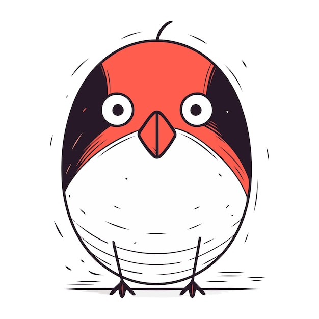 Vector vector illustration of a cute cartoon bullfinch on white background