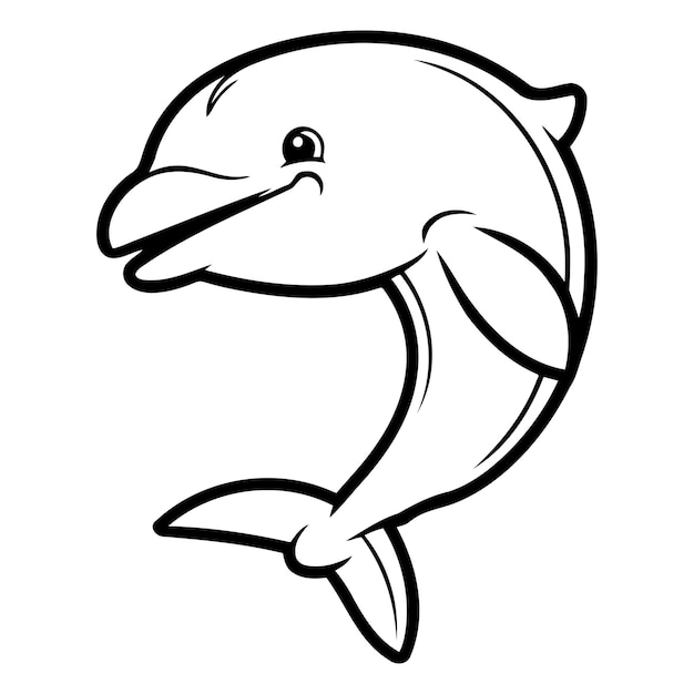 Vector vector illustration of a cute cartoon dolphin isolated on white background