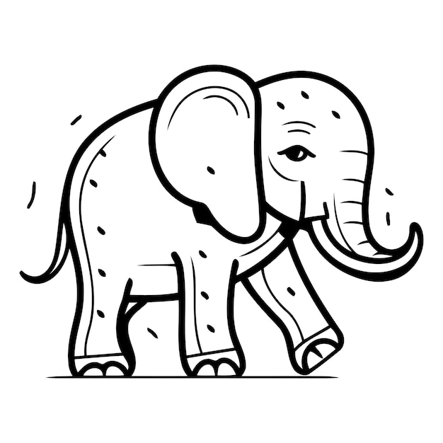 Vector illustration of a cute cartoon elephant Isolated on white background