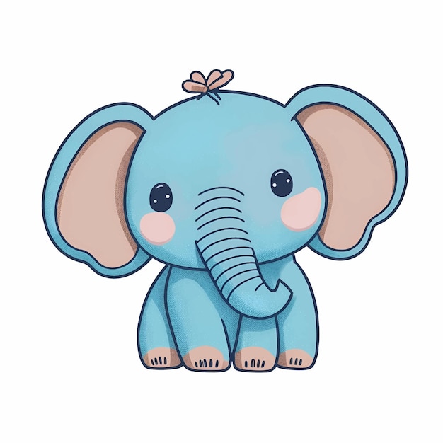 Vector illustration of cute cartoon elephant kawaii style animal baby elephant character icon