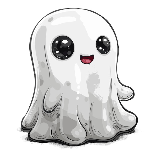 Vector illustration of cute cartoon ghost isolated on white background Halloween character