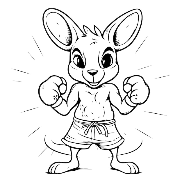 Vector illustration of a cute cartoon kangaroo in boxing gloves