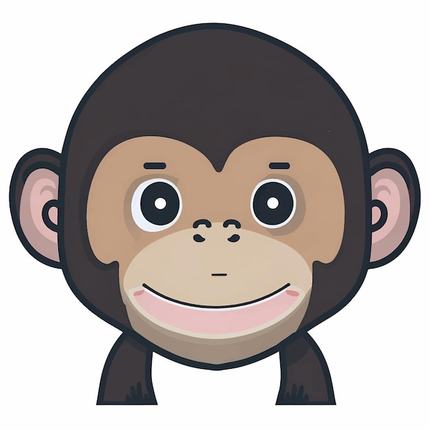 Vector vector illustration of cute cartoon monkey kawaii style animal face baby character icon