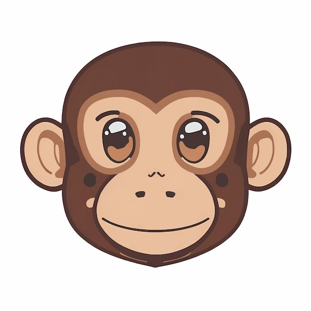 Vector illustration of cute cartoon monkey kawaii style animal face baby character icon