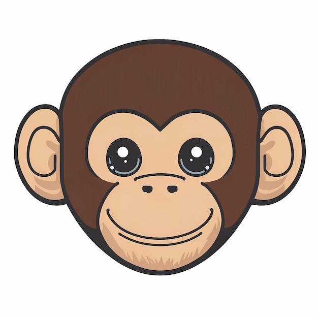 Vector vector illustration of cute cartoon monkey kawaii style animal face baby character icon