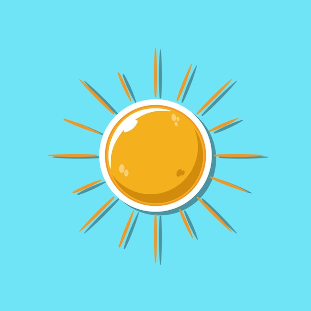 Vector illustration of cute cartoon sun flat cartoon design isolated flat cartoon style