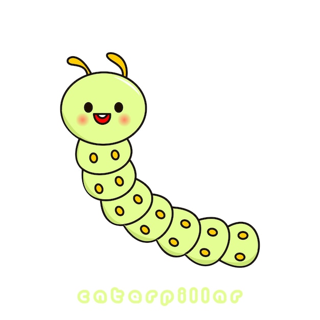 Vector vector illustration of cute caterpillar cartoon waving isolated on white background